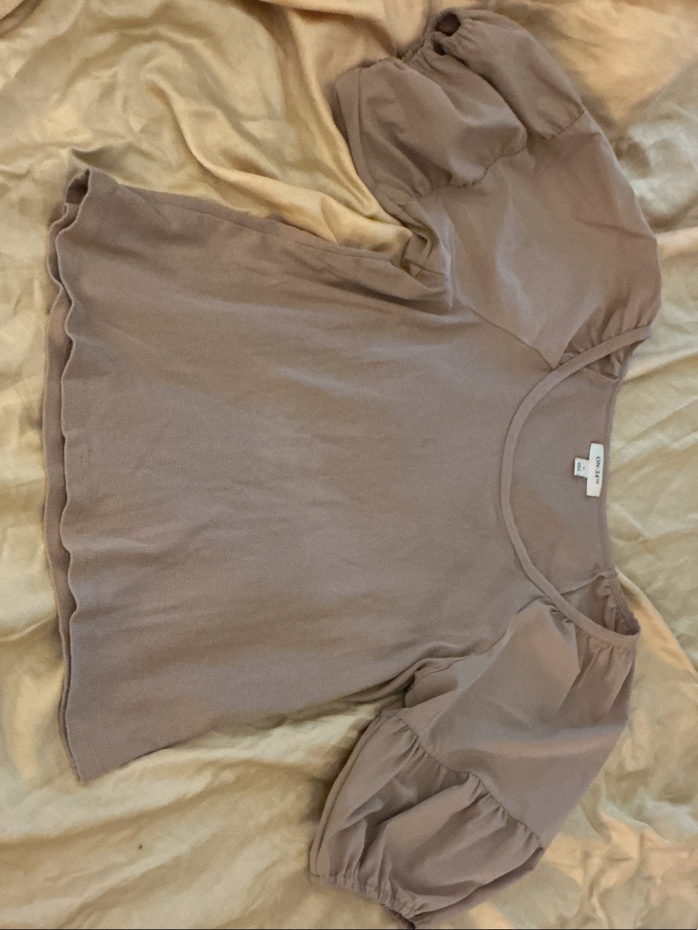 Mauve Puff-Sleeve Knit Top